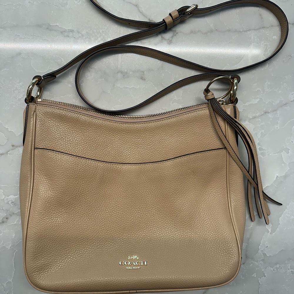 Coach Beige Leather Shoulder Bag